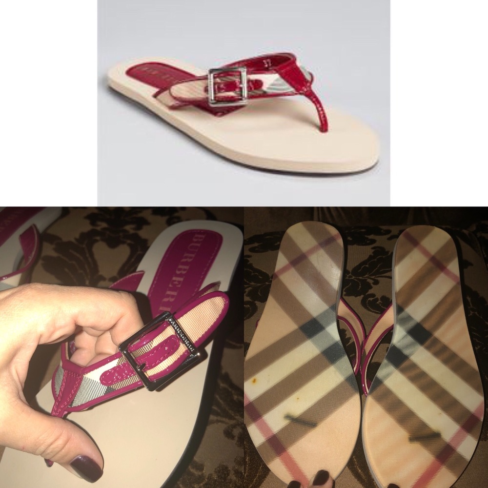 BURBERRY NOVA LANCASTER RASPBERRY FLIP FLOP 7
